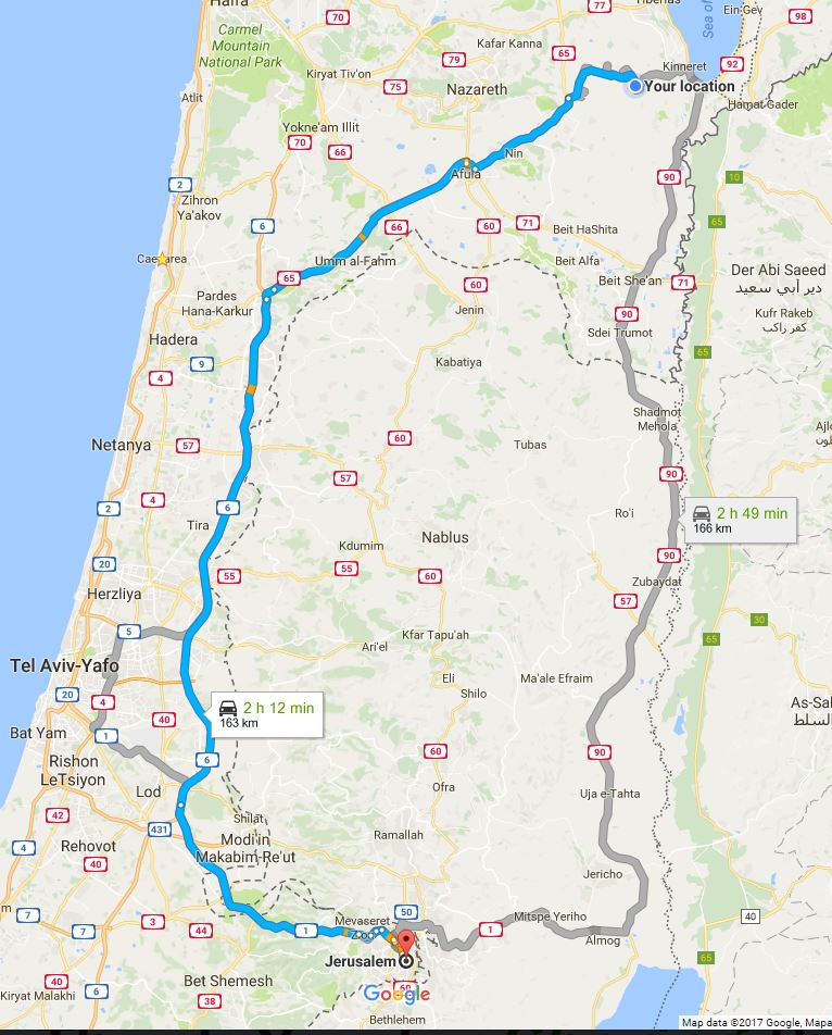 Jerusalem Tiberias Map