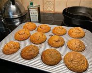 Galilee Green Olive Oil in banana nut muffins